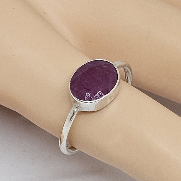 925 Sterling Silver - Natural Ruby Gemstone Ring Size 8.5 - Picture 7 of 14